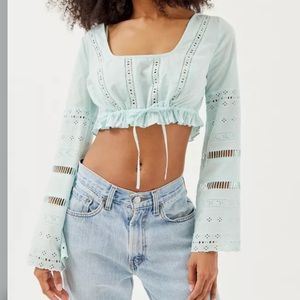 UO Scarlet Eyelet Cropped Blouse